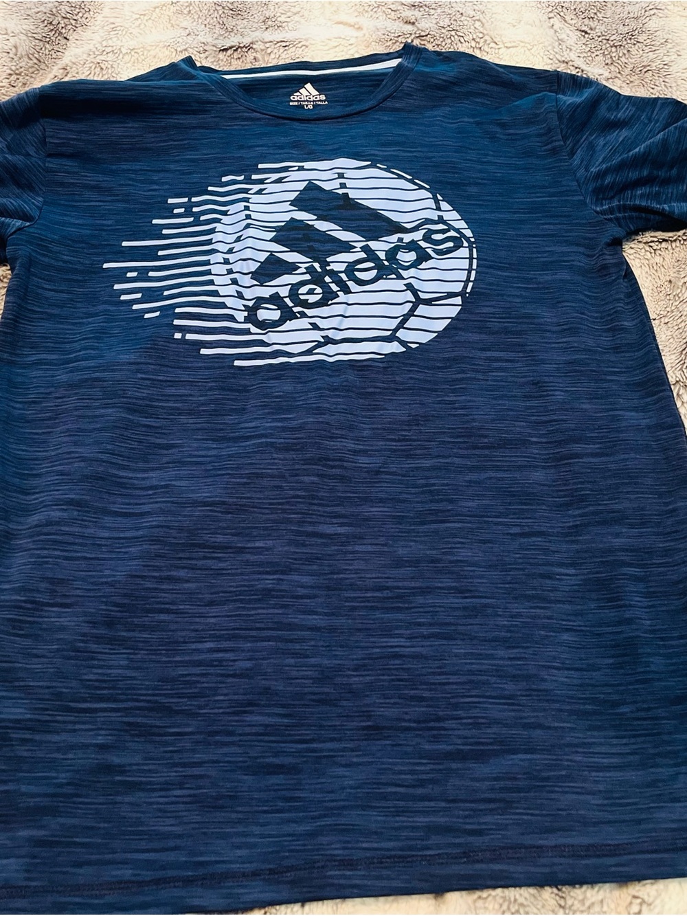 adidas Navy Short Sleeve Tee with White Logo Graphic